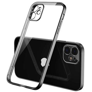 Alogy TPU Luxury Case mit Kameraabdeckung für Apple iPhone 12 Schwarz/Transparent