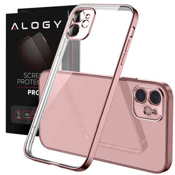 Alogy TPU Luxury Case mit Kameraschutz für Apple iPhone 12 Pink Klarglas