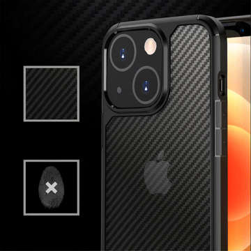 Alogy Techsuit CarbonFuse Schutzhülle für Apple iPhone 14 Plus, schwarzes Glas