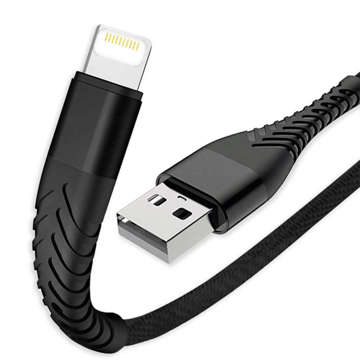 Alogy USB-auf-Lightning-Kabel 1 m zum Aufladen von iPhone, iPad, iPod, Nylongeflecht, schwarz, Organizer