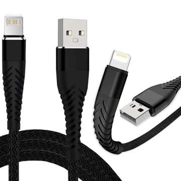 Alogy USB-auf-Lightning-Kabel 1 m zum Aufladen von iPhone, iPad, iPod, Nylongeflecht, schwarz, Organizer