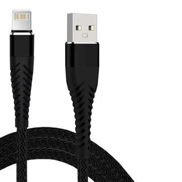 Alogy USB-auf-Lightning-Kabel 1 m zum Aufladen von iPhone, iPad, iPod, Nylongeflecht, schwarz, Organizer