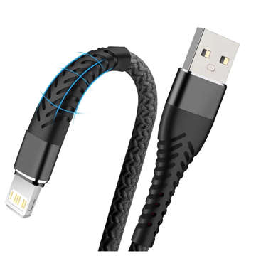 Alogy USB-auf-Lightning-Kabel 1 m zum Aufladen von iPhone, iPad, iPod, Nylongeflecht, schwarz, Organizer