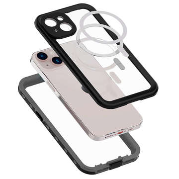 Alogy Wasserdichte Hülle IP68 Hülle mit durchsichtiger Rückseite 360 ​​Armor Case für MagSafe für Apple iPhone 14