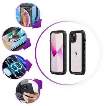 Alogy Wasserdichte Hülle IP68 Hülle mit durchsichtiger Rückseite 360 ​​Armor Case für MagSafe für Apple iPhone 14