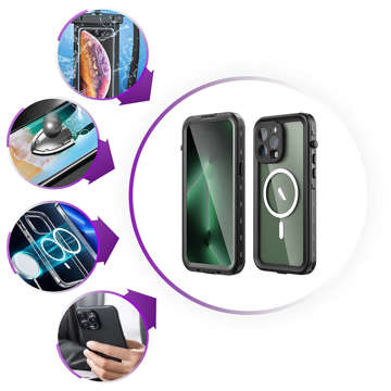 Alogy Wasserdichte Hülle IP68 Hülle mit durchsichtiger Rückseite 360 ​​Armor Case für MagSafe für Apple iPhone 14 Pro Max