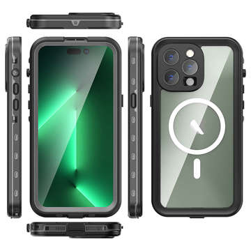 Alogy Wasserdichte Hülle IP68 Hülle mit durchsichtiger Rückseite 360 ​​Armor Case für MagSafe für Apple iPhone 14 Pro Max