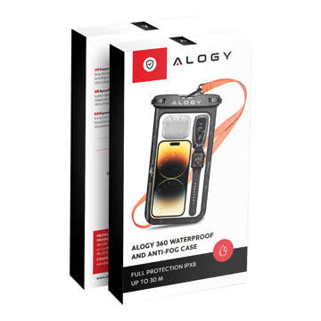 Alogy Waterproof Case universelle wasserdichte IPX8-Tasche für Telefone bis zu 9 Zoll und Zubehör Schwarz