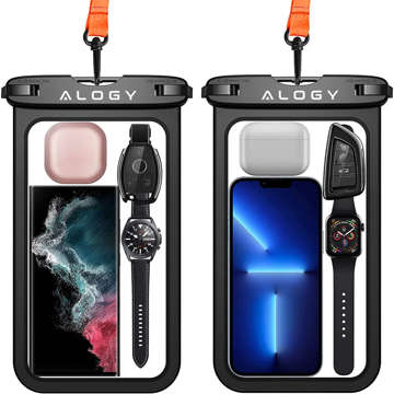 Alogy Waterproof Case universelle wasserdichte IPX8-Tasche für Telefone bis zu 9 Zoll und Zubehör Schwarz