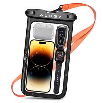 Alogy Waterproof Case universelle wasserdichte IPX8-Tasche für Telefone bis zu 9 Zoll und Zubehör Schwarz