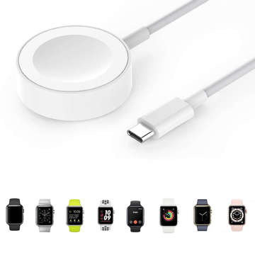 Alogy magnetisches QI induktives Ladekabel für Apple Watch USB-C Typ C 100cm 1M Weiß