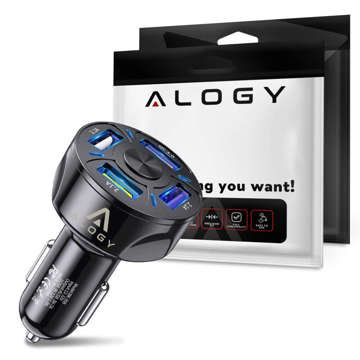 Alogy schnelles Autoladegerät für das Auto 4x USB QC 3.0 2.1A Schwarzes USB-A auf USB-C Kabel