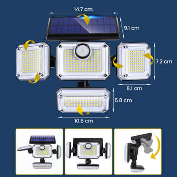 Außensolarleuchte Alogy Halogenwand 333 LED-Außenpanel PIR-Bewegungssensor