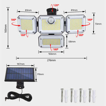 Außensolarleuchte Alogy Halogenwand 333 LED-Außenpanel PIR-Bewegungssensor