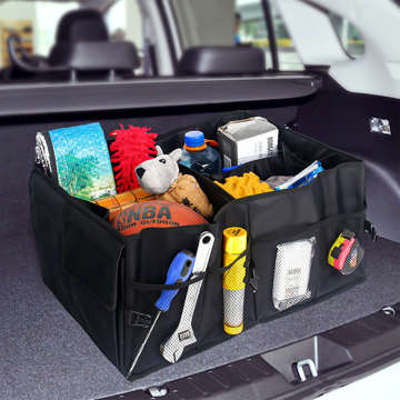 Auto Organizer Kofferraumtasche XXL 6 Taschen für Handy, Buch, Getränke, Taschentücher Schwarz