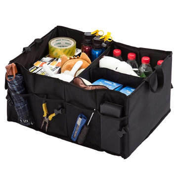 Auto Organizer Kofferraumtasche XXL 6 Taschen für Handy, Buch, Getränke, Taschentücher Schwarz