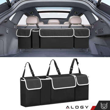 Auto-Organizer-Tasche für den Kofferraum eines Autos, großer Kofferraum für  einen Sitz mit Klettverschluss, Alogy Black 