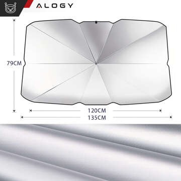 Auto-Sonnenschutz für Autos, UV-Sonnenschutz, Fensterabdeckung, Alogy Car, L 135 x 79 cm, Schwarz