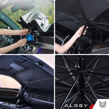 Auto-Sonnenschutz für Autos, UV-Sonnenschutz, Fensterabdeckung, Alogy Car, L 135 x 79 cm, Schwarz