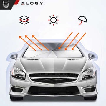 Auto-Sonnenschutz für Autos, UV-Sonnenschutz, Fensterabdeckung, Alogy Car, L 135 x 79 cm, Schwarz