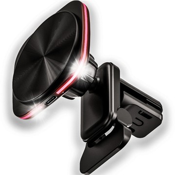 Autogrillhalter mit Mag Safe 15W Ladegerät für iPhone LED PD QC 3.0 für Autolüftung Alogy schwarz