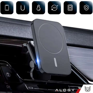 Autohalterung mit Qi-Ladegerät für MagSafe Alogy auf einem 15-W-Kühlergrill Schwarz