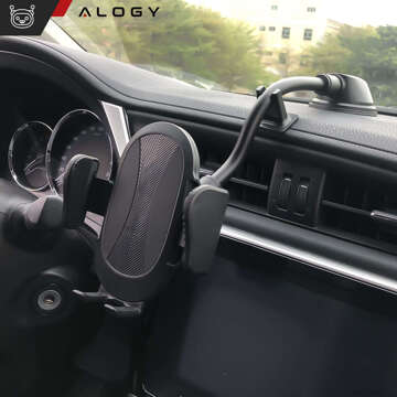 Autotelefonhalter für Windschutzscheibe, Cockpit, Auto-Armaturenbrett, für 7,9-Zoll-Telefon mit langem Arm Alogy Black