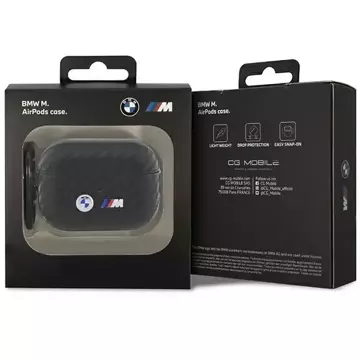 BMW BMAP2WMPUCA2 Hülle für AirPods Pro 2 Gen Cover schwarz/schwarz Carbon Double Metal Logo