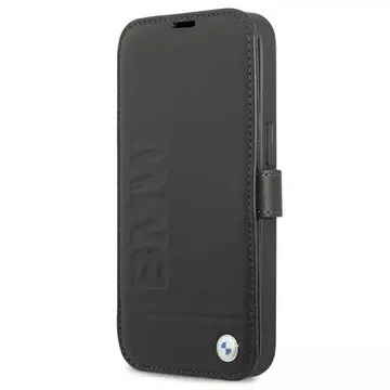 BMW BMFLBKP13SSLLBK Handyhülle für Apple iPhone 13 Mini 5.4" Schwarz/Schwarz Book Signature