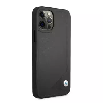 BMW BMHCP12LRCDPK Handyhülle für Apple iPhone 12 Pro Max 6.7" schwarz/schwarz Hardcase Leather Deboss