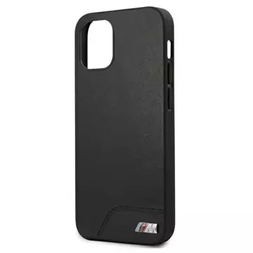 BMW BMHCP12SMHOLBK Phone Case für Apple iPhone 12 Mini 5.4" schwarz/schwarz Hardcase M Collection Smooth PU