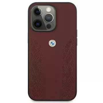 BMW BMHCP13XRSPPR Handyhülle für Apple iPhone 13 Pro Max 6.7" rot/rot Hardcase Leather Curve Perforate