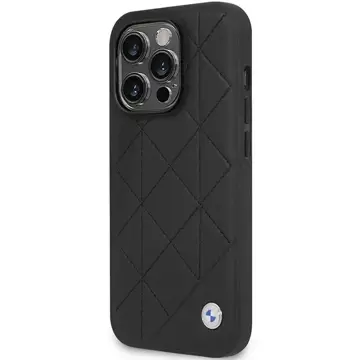 BMW BMHCP14L22RQDK Handyhülle für Apple iPhone 14 Pro 6.1" schwarz/schwarz Leder gesteppt