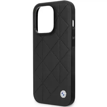 BMW BMHCP14L22RQDK Handyhülle für Apple iPhone 14 Pro 6.1" schwarz/schwarz Leder gesteppt