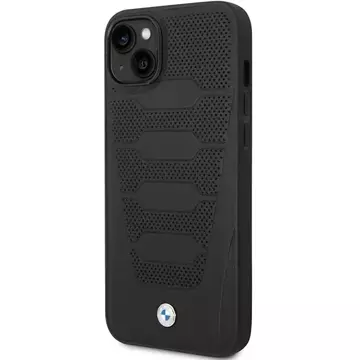 BMW BMHCP14S22RPSK Handyhülle für Apple iPhone 14 6.1" schwarz/schwarz Ledersitze Muster