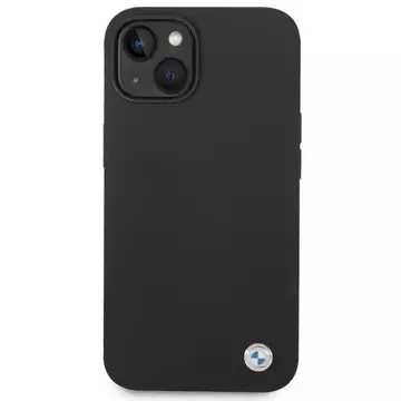 BMW BMHCP14SSILBK Handyhülle für Apple iPhone 14 6.1" schwarz/schwarz Silikon-Metall-Logo