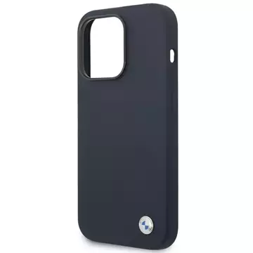 BMW BMHMP14LSILNA Handyhülle für Apple iPhone 14 Pro 6.1" marineblau/navy Silikon Metall Logo MagSafe