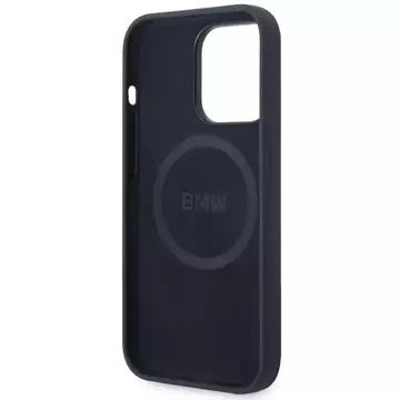 BMW BMHMP14LSILNA Handyhülle für Apple iPhone 14 Pro 6.1" marineblau/navy Silikon Metall Logo MagSafe