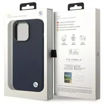 BMW BMHMP14LSILNA Handyhülle für Apple iPhone 14 Pro 6.1" marineblau/navy Silikon Metall Logo MagSafe