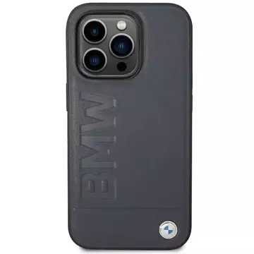 BMW BMHMP14LSLLNA Handyhülle für Apple iPhone 14 Pro 6.1" navy/navy Hardcase Leder Hot Stamp MagSafe