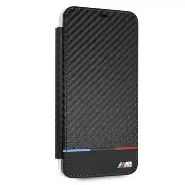 BMW BMTRBKI65PUCARTCBK Schutzhülle für Apple iPhone Xs Max Buch schwarz/schwarz Carbon Tricolor Stripe