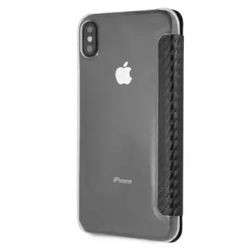 BMW BMTRBKI65PUCARTCBK Schutzhülle für Apple iPhone Xs Max Buch schwarz/schwarz Carbon Tricolor Stripe