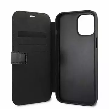 BMW Case BMFLBKP12SMCARBK für iPhone 12 mini 5.4" book M Collection PU Carbon Stripe schwarz/schwarz