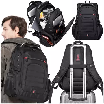 Bange Wasserdichter Rucksack, Laptoptasche, 15 Zoll, Stadtreise, 48 x 35 x 23 cm, für Arbeit, Schule, Flugzeug, Herren, Damen, USB, Schwarz