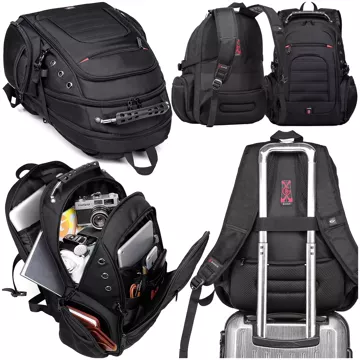 Bange Wasserdichter Rucksack, Laptoptasche, 15 Zoll, Stadtreise, 48 x 35 x 23 cm, für Arbeit, Schule, Flugzeug, Herren, Damen, USB, Schwarz