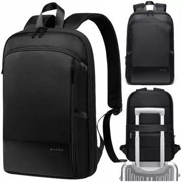 Bange Wasserdichter Rucksack, Laptoptasche, 17 Zoll, Reise, erweiterbar, 49 x 33 x 6 cm, für Arbeit, Schule, Flugzeug, Herren, Damen, Schwarz