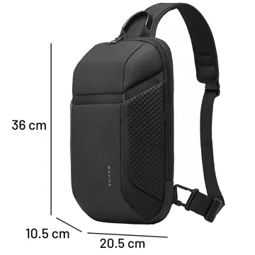 Bange Wasserdichter Rucksack, einzelne Schulter, Tablet-Tasche, 11 Zoll, Reisezubehör, 36 x 20,5 x 10,5 cm, für Arbeit, Schule, Flugzeug, Herren, Damen, Schwarz