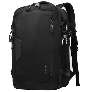 Bange Wasserdichter Rucksack für 15,6-Zoll-Laptop, Stadtreisender, erweiterbar auf 55 x 35 x 21–27 cm, für Flugzeug, Herren, Damen, Vorhängeschloss, Kompass, Flaschenclip, Schwarz