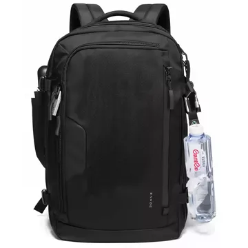 Bange Wasserdichter Rucksack für 15,6-Zoll-Laptop, Stadtreisender, erweiterbar auf 55 x 35 x 21–27 cm, für Flugzeug, Herren, Damen, Vorhängeschloss, Kompass, Flaschenclip, Schwarz