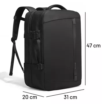 Bange wasserdichter Rucksack, Laptoptasche, 15,6 Zoll, Reisen, 47 x 31 x 20 cm, für Arbeit, Schule, Flugzeug, Herren, Damen, mit USB-Anschluss, Schwarz